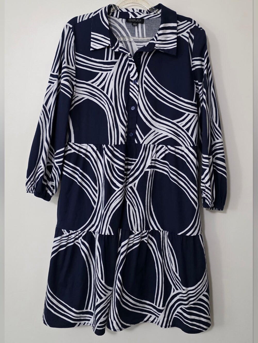Rachel Zoe Navy and White Abstract Print Dress